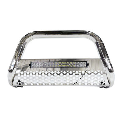 Dongsui 4x4 Auto Parts Pickup Truck Baja tahan karat Depan Bumper Bull Bar Dengan Lampu Strip Untuk Hilux Ranger D-max
