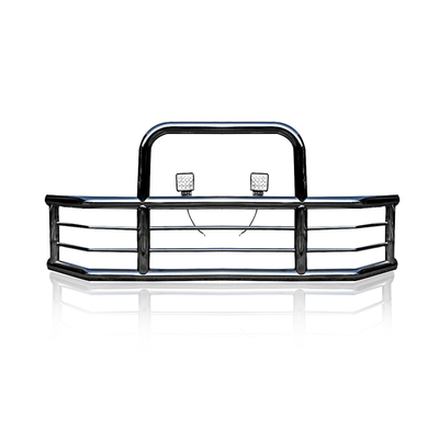304 Stainless Steel Big Truck Semi-Truck Deer Guard With LED Lights For Kenworth International Prostar Freightliner Cascadia Vnl