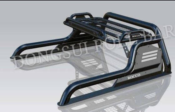 OEM Factory Outlet 4X4 Truk Pickup Black Steel Roll Bar Dengan Keranjang Bagasi Cocok untuk Toyota Tacoma Hilux Vigo Revo