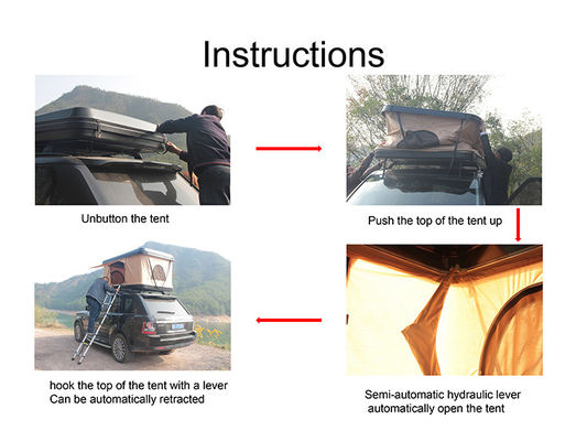 Produsen OEM Grosir Aluminium Tangga 4 Orang Berkemah Tenda Atap Mobil Otomatis Hardshell
